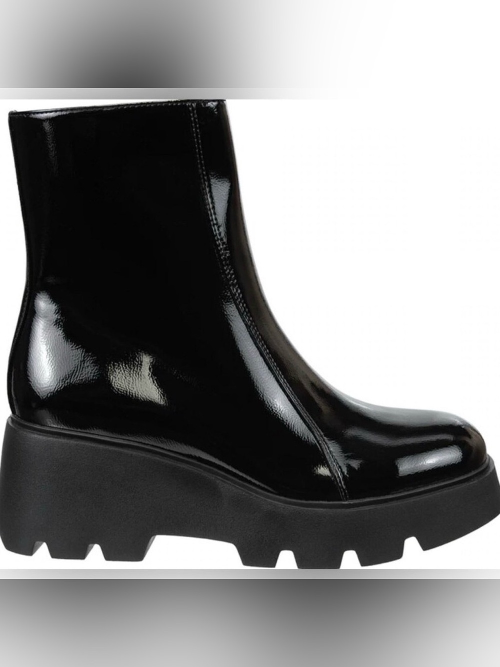 Naked Feet Glossy Black Platform Ankle Boots